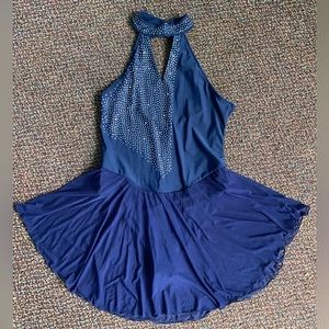 Beautiful Navy Blue Dance Leotard Figure Skating Ice Skating Dress